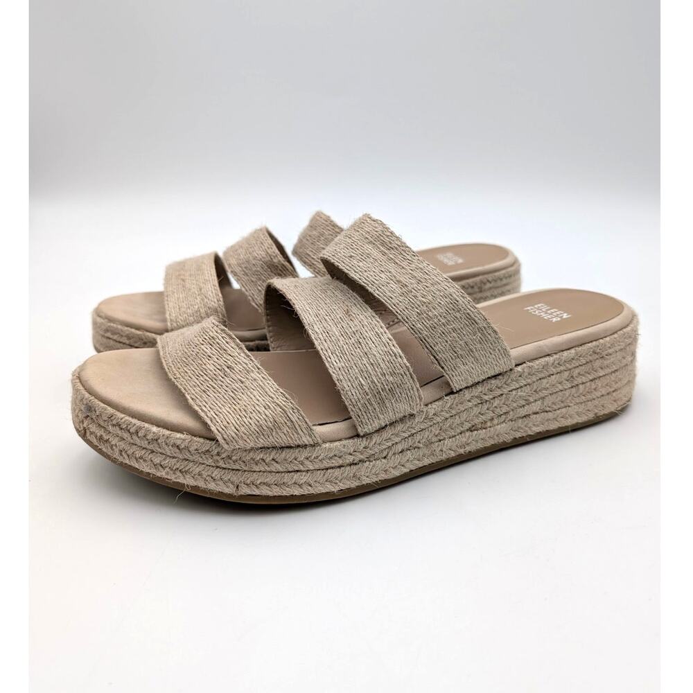 Eileen Fisher Mayla Jute Wedge Espadrille Sandal Women's Natural Sz US11 EU41.5